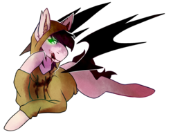 Size: 1664x1336 | Tagged: safe, artist:pomrawr, oc, oc:melon drop, bat pony, pony, bat pony oc, blood, clothes, glowing eyes, hoodie, licking, licking lips, prone, simple background, tongue out, transparent background