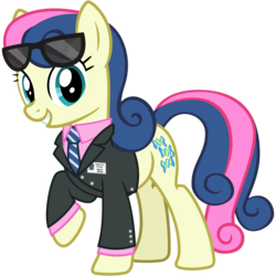 Size: 3200x3200 | Tagged: safe, artist:cheezedoodle96, bon bon, sweetie drops, earth pony, pony, lyra and bon bon and the mares from s.m.i.l.e., my little pony chapter books, .svg available, adorabon, clothes, cute, female, id card, looking at you, mare, necktie, raised hoof, s.m.i.l.e., secret agent sweetie drops, shirt, simple background, smiling, solo, suit, sunglasses, svg, transparent background, vector