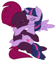 Size: 6365x6950 | Tagged: safe, artist:ejlightning007arts, artist:lullabyprince, tempest shadow, twilight sparkle, alicorn, pony, unicorn, g4, base used, broken horn, duo, eye scar, eyes closed, female, horn, kiss on the lips, kissing, lesbian, mare, scar, ship:tempestlight, shipping, simple background, sitting, transparent background, twilight sparkle (alicorn), vector, wings