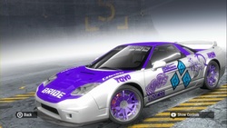 Size: 1280x720 | Tagged: safe, rarity, g4, acura, acura nsx, car, cutie mark, game screencap, itasha, need for speed, need for speed pro street, video game