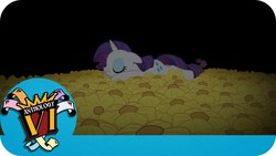 Size: 1280x720 | Tagged: safe, rarity, pony, g4, angry, cookie, eyes closed, female, flower, food, mare, undertale