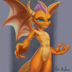 Size: 2048x2048 | Tagged: safe, artist:kelpiemoonknives, smolder, dragon, g4, armpits, dragoness, female, high res, signature, slit pupils, solo, spread wings, wings