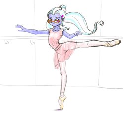 Size: 945x913 | Tagged: safe, artist:dadss_rootbeer, sugarcoat, equestria girls, g4, arabesque, ballerina, ballet, dancing, female, looking at you, solo