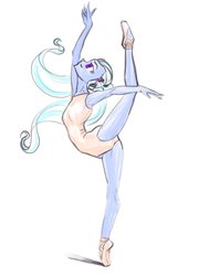 Size: 701x973 | Tagged: safe, artist:dadss_rootbeer, sugarcoat, equestria girls, g4, armpits, ballerina, ballet, dancing, female, simple background, solo, stretching, white background
