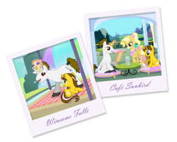 Size: 2040x1636 | Tagged: safe, artist:angelea-phoenix, oc, oc only, oc:pearl, oc:sapphira, oc:summer sun, oc:swordread, alicorn, pony, unicorn, alicorn oc, baby, baby pony, female, horn, magic, male, mare, photo, ponies riding ponies, pony hat, riding, stallion