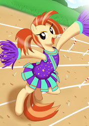 Size: 2480x3508 | Tagged: safe, artist:neoshrek, shimmy shake, pony, 2 4 6 greaaat, g4, bipedal, cheerleader outfit, clothes, female, high res, solo, sweat