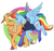 Size: 400x373 | Tagged: safe, artist:angrysnakes, applejack, rainbow dash, earth pony, pegasus, pony, g4, the last problem, abstract background, clothes, colored hooves, cowboy hat, female, granny smith's shawl, happy, hat, lesbian, looking at each other, older, older applejack, older rainbow dash, scarf, ship:appledash, shipping, unshorn fetlocks