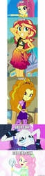Size: 513x1960 | Tagged: safe, edit, edited screencap, screencap, adagio dazzle, fluttershy, rarity, sour sweet, sunset shimmer, equestria girls, equestria girls specials, g4, my little pony equestria girls: better together, my little pony equestria girls: dance magic, my little pony equestria girls: forgotten friendship, my little pony equestria girls: rainbow rocks, so much more to me, the other side, arm behind head, breasts, caption, cleavage, clothes, hasbro-sponsored official cleavage, image macro, like what you see?, one eye closed, sarong, sunset selfie, swimsuit, text