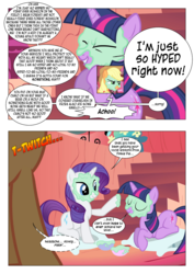Size: 868x1228 | Tagged: safe, artist:dziadek1990, edit, edited screencap, screencap, applejack, rarity, twilight sparkle, comic:sunny day, g4, look before you sleep, annoyed, comic, conversation, dialogue, dungeons and dragons, excited, golden oaks library, in character, library, mud mask, pen and paper rpg, rpg, screencap comic, slice of life, table, tabletop game, text, yelling