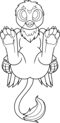 Size: 6400x13118 | Tagged: safe, alternate version, artist:dailevy, artist:parclytaxel, part of a set, gabby, griffon, g4, .svg available, absurd resolution, black and white, explicit source, featureless crotch, female, grayscale, looking at you, monochrome, on back, paw pads, paws, simple background, solo, transparent background, underpaw, vector