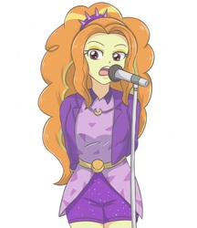 Size: 1968x2283 | Tagged: safe, artist:sumin6301 edits, edit, adagio dazzle, equestria girls, g4, clothes, digital art, female, hands behind back, microphone, open mouth, simple background, singing, solo, white background