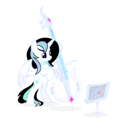 Size: 900x900 | Tagged: safe, artist:angelea-phoenix, oc, oc only, oc:starveil, alicorn, pony, double bass, electric double bass, female, mare, musical instrument, simple background, solo, transparent background