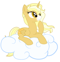 Size: 1880x1951 | Tagged: safe, artist:bludraconoid, oc, oc only, oc:summer sun, alicorn, pony, cloud, female, mare, prone, simple background, solo, transparent background