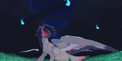 Size: 8000x4000 | Tagged: safe, artist:aoiyui, oc, oc only, pegasus, pony, night, solo, wisp