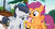 Size: 1177x629 | Tagged: safe, screencap, kettle corn, pipsqueak, rumble, scootaloo, skeedaddle, pegasus, pony, g4, marks and recreation, colt, cutie mark, discovery family logo, duo focus, female, filly, horseshoes, male, the cmc's cutie marks