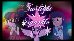 Size: 1024x576 | Tagged: safe, artist:britishchick09, sci-twi, twilight sparkle, alicorn, pony, equestria girls, g4, square crossover, twilight sparkle (alicorn), wallpaper