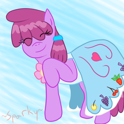 Size: 800x800 | Tagged: safe, artist:sober-berry-punch, berry punch, berryshine, earth pony, pony, g4, clothes, dress, female, gala dress, solo
