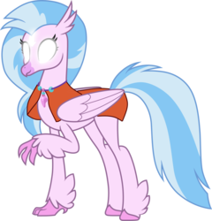 Size: 3000x3124 | Tagged: safe, artist:cloudy glow, edit, vector edit, silverstream, hippogriff, g4, aang, avatar silverstream, avatar state, avatar the last airbender, clothes, cosplay, costume, female, glowing eyes, high res, older, older silverstream, raised claw, simple background, solo, transparent background, vector