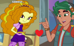 Size: 2000x1256 | Tagged: safe, edit, edited screencap, screencap, adagio dazzle, timber spruce, equestria girls, g4, my little pony equestria girls: better together, my little pony equestria girls: rainbow rocks, star crossed, female, male, shipping, shipping domino, straight, timberdazzle