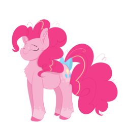Size: 3200x3200 | Tagged: safe, artist:nyota71, pinkie pie, earth pony, pony, g4, bow, colored hooves, eyes closed, female, g5 concept leaks, high res, pinkie pie (g5 concept leak), redesign, simple background, solo, spots, tail bow, transparent background