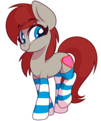 Size: 2366x2839 | Tagged: safe, artist:sharemyshipment, oc, oc only, oc:ponepony, earth pony, pony, 2021 community collab, derpibooru community collaboration, clothes, eyebrows, eyebrows visible through hair, happy, heart, high res, simple background, socks, solo, stockings, striped socks, thigh highs, transparent background