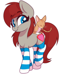 Size: 2366x2839 | Tagged: safe, alternate version, artist:sharemyshipment, oc, oc only, oc:ponepony, cat, earth pony, pony, clothes, female, happy, heart, high res, mare, simple background, sleeping, socks, solo, stockings, striped socks, thigh highs, transparent background