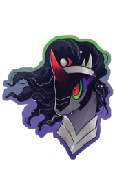 Size: 2400x3600 | Tagged: safe, artist:reallycoykoifish, king sombra, pony, unicorn, g4, bust, evil, fangs, head only, high res, male, portrait, simple background, solo, sombra eyes, stallion, transparent background