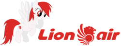 Size: 892x342 | Tagged: safe, artist:ponyrailartist, oc, oc only, oc:lionair, pegasus, pony, airline, lion air, show accurate, simple background, solo, transparent background