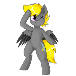 Size: 2336x2352 | Tagged: safe, artist:pencil bolt, oc, oc only, oc:pencil bolt, pegasus, pony, 2020 community collab, derpibooru community collaboration, bipedal, high res, male, solo, stallion, standing, transparent background, wings