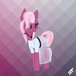 Size: 1275x1275 | Tagged: safe, artist:styroponyworks, cheerilee, earth pony, pony, g4, alternate hairstyle, clothes, colored pupils, digital art, dress, female, jewelry, mare, necklace, see-through, solo