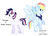 Size: 2415x1746 | Tagged: safe, artist:yaco, oc, oc only, pegasus, pony, unicorn, half-siblings, offspring, parent:double diamond, parent:rainbow dash, parent:twilight sparkle, parents:diamondlight, parents:doubledash, simple background, white background