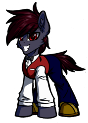 Size: 2600x3646 | Tagged: safe, artist:movieskywalker, derpibooru exclusive, oc, oc only, oc:skywalk shadow, earth pony, pony, 2020 community collab, derpibooru community collaboration, bowtie, clothes, high res, looking at you, male, pants, shoes, simple background, smiling, solo, stallion, suit, transparent background, uniform