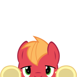 Size: 10000x10000 | Tagged: safe, artist:ace play, part of a set, big macintosh, earth pony, pony, g4, absurd resolution, cute, looking at you, macabetes, male, mrkat7214's "i see you" pony, peekaboo, peeking, simple background, solo, soon, stallion, transparent background, underhoof, vector