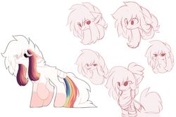 Size: 1920x1280 | Tagged: safe, artist:php146, oc, oc:ayaka, earth pony, pony, alternate design, bandana, chest fluff, ear fluff, fangs, female, mare, multicolored hair, ponified, simple background, sketch, species swap, tail wrap, white background