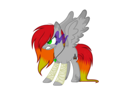 Size: 2020x1508 | Tagged: safe, artist:elementbases, artist:rainbowpawsarts, oc, oc:rainbow flare, pegasus, pony, alternate universe, bandage, base used, female, jewelry, necklace, sombra eyes