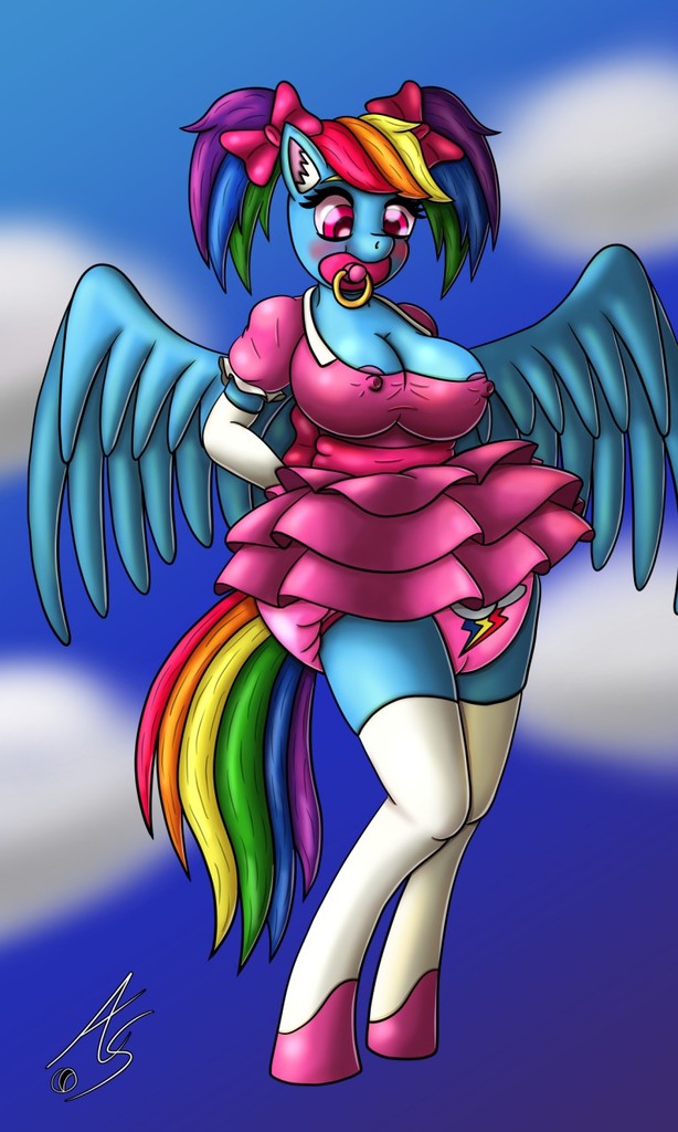 2204630 Questionable Artistalyssasundale Rainbow Dash Pegasus Anthro Unguligrade Anthro 