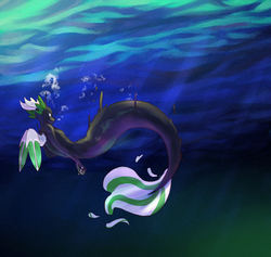 Size: 1800x1704 | Tagged: safe, artist:souri, oc, oc:seth, mermaid, sea pony, bubble, crepuscular rays, fish tail, shadow, underwater, water
