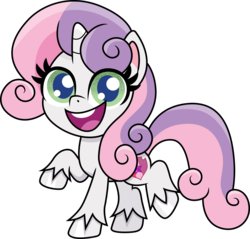 Size: 3132x3000 | Tagged: safe, artist:cloudy glow, sweetie belle, pony, unicorn, g4.5, my little pony: pony life, chibi, cute, diasweetes, female, happy, high res, looking at you, mare, older, older sweetie belle, open mouth, open smile, raised hoof, simple background, smiling, solo, transparent background, unshorn fetlocks