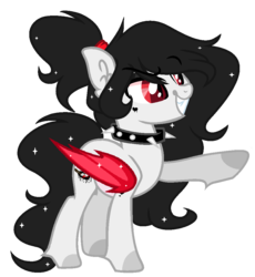 Size: 916x994 | Tagged: safe, artist:bxby-mochi, oc, oc only, oc:dark jill, bat pony, pony, choker, colored wings, female, mare, simple background, solo, spiked choker, transparent background, wings