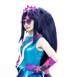 Size: 2101x2160 | Tagged: safe, sci-twi, twilight sparkle, human, equestria girls, g4, 2019, armpits, clothes, cosplay, costume, crystal guardian, derpfest, high res, irl, irl human, photo