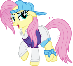 Size: 4500x4080 | Tagged: safe, artist:cheezedoodle96, artist:slb94, fluttershy, pony, g4, alternate hairstyle, backwards ballcap, baseball cap, cap, clothes, disguise, female, hat, plainity, simple background, solo, transparent background, vector