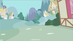 Size: 2013x1124 | Tagged: safe, artist:a01421, g4, background, building, bush, house, mountain, no pony, ponyville, road, street, tree, vector
