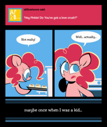 Size: 1200x1425 | Tagged: safe, artist:footsam, pinkie pie, earth pony, pony, ask pinkie pie and tornado, g4, ask, baking, cinnamon bun, colored, comic, female, flat colors, food, no catchlights, no pupils, oven, solo, tumblr