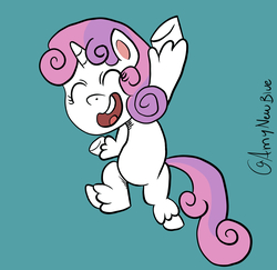 Size: 1536x1494 | Tagged: safe, artist:amynewblue, sweetie belle, pony, unicorn, g4.5, my little pony: pony life, female, filly, fun, jumping, solo