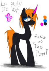 Size: 900x1300 | Tagged: safe, artist:didun850, oc, oc only, oc:le quill de von, pony, unicorn, curved horn, eye clipping through hair, horn, male, reference sheet, simple background, solo, stallion, transparent background, unicorn oc