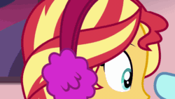 Size: 800x450 | Tagged: safe, edit, edited screencap, screencap, pinkie pie, sunset shimmer, equestria girls, equestria girls specials, g4, my little pony equestria girls: better together, my little pony equestria girls: holidays unwrapped, saving pinkie's pie, animated, female, gif, reversed, this will end in snu snu, undressing