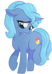 Size: 809x1149 | Tagged: safe, artist:t72b, derpibooru exclusive, oc, oc only, oc:ocean shores, pony, unicorn, 2020 community collab, derpibooru community collaboration, cute, female, lifted leg, looking down, mare, simple background, smiling, solo, transparent background