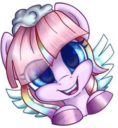 Size: 860x929 | Tagged: safe, artist:gleamydreams, oc, oc only, pegasus, pony, female, freckles, hat, hooves, looking at you, mare, signature, smiling at you