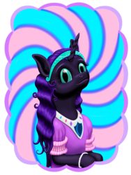 Size: 2448x3264 | Tagged: safe, artist:vasillium, oc, oc only, oc:nyx, alicorn, pony, accessory, adorable face, alicorn oc, armband, closed mouth, clothes, cute, cutie mark, cutie mark on clothes, diabetes, dress, ears up, eyelashes, eyes open, female, gem, happy, headband, high res, horn, jewelry, lidded eyes, looking, looking at you, looking back, looking back at you, mare, moon, necklace, nostrils, pearl, princess, regalia, royalty, shield, simple background, sitting, smiling, solo, staring into your soul, transparent background, wings, wristband
