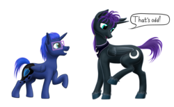 Size: 2575x1591 | Tagged: safe, artist:vasillium, princess luna, oc, oc:nox (rule 63), oc:nyx, alicorn, pony, g4, accessory, adorable face, adorkable, alicorn oc, artemabetes, clothes, colt, cute, cutie mark, diabetes, dork, ears up, exclamation point, eyes open, glasses, happy, horn, jewelry, looking, looking back, looking up, male, moon, necklace, nostrils, nyxabetes, open mouth, palette swap, ponytail, prince, prince artemis, raised hoof, recolor, regalia, royalty, rule 63, rule63betes, shield, simple background, smiling, speech bubble, stallion, standing, symbol, talking, teeth, text, transparent background, wall of tags, wings